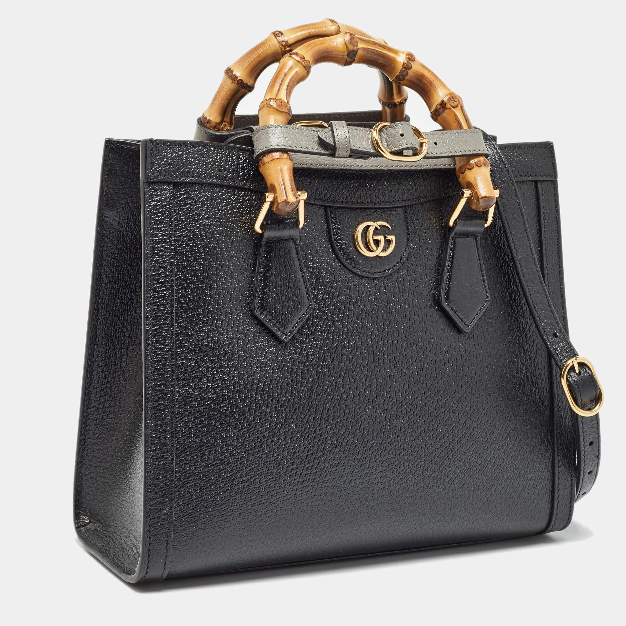 Gucci Black Leather Small Diana Tote In Excellent Condition In Dubai, Al Qouz 2