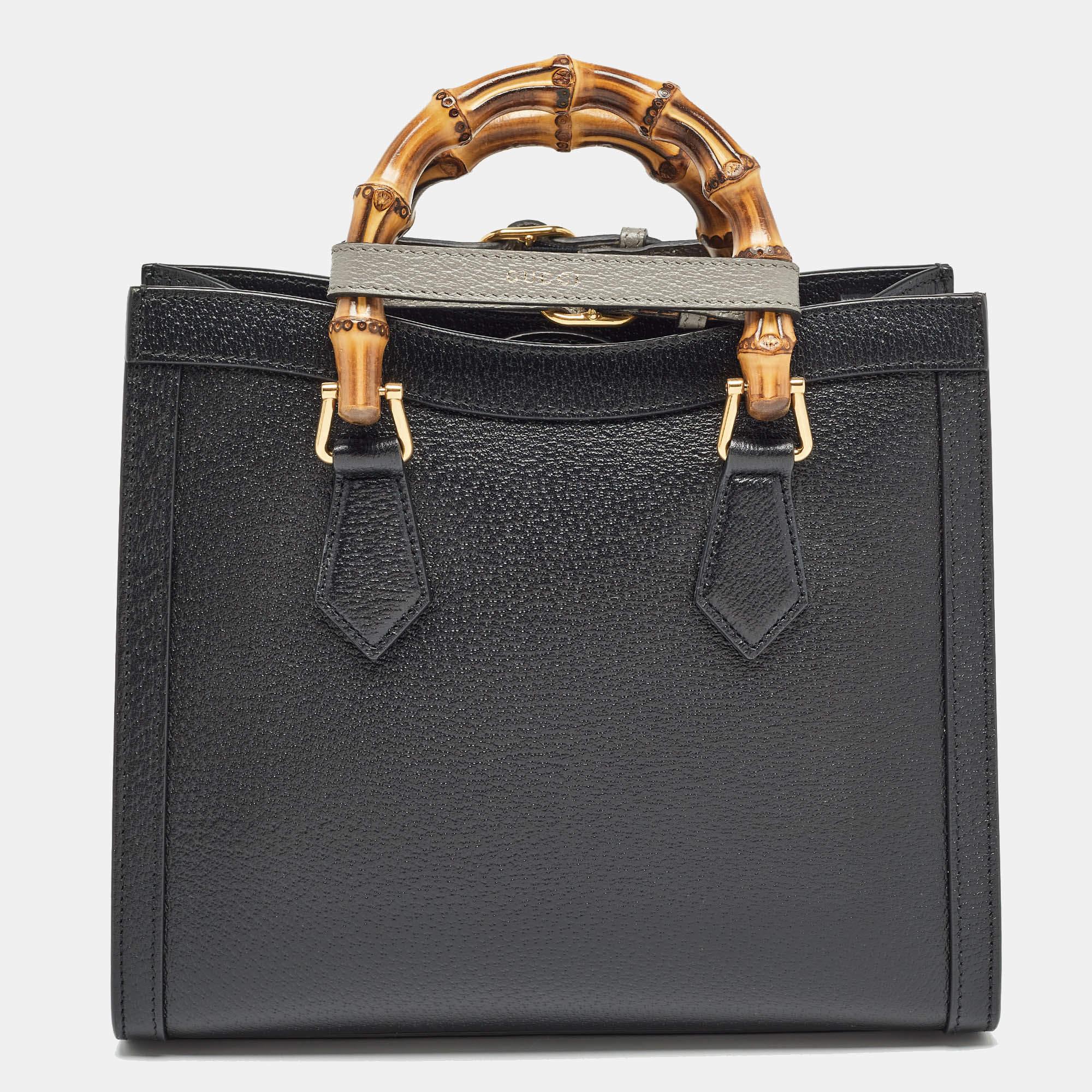 Women's Gucci Black Leather Small Diana Tote