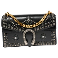 Gucci Black Leather Small Dionysus Embellished Shoulder Bag