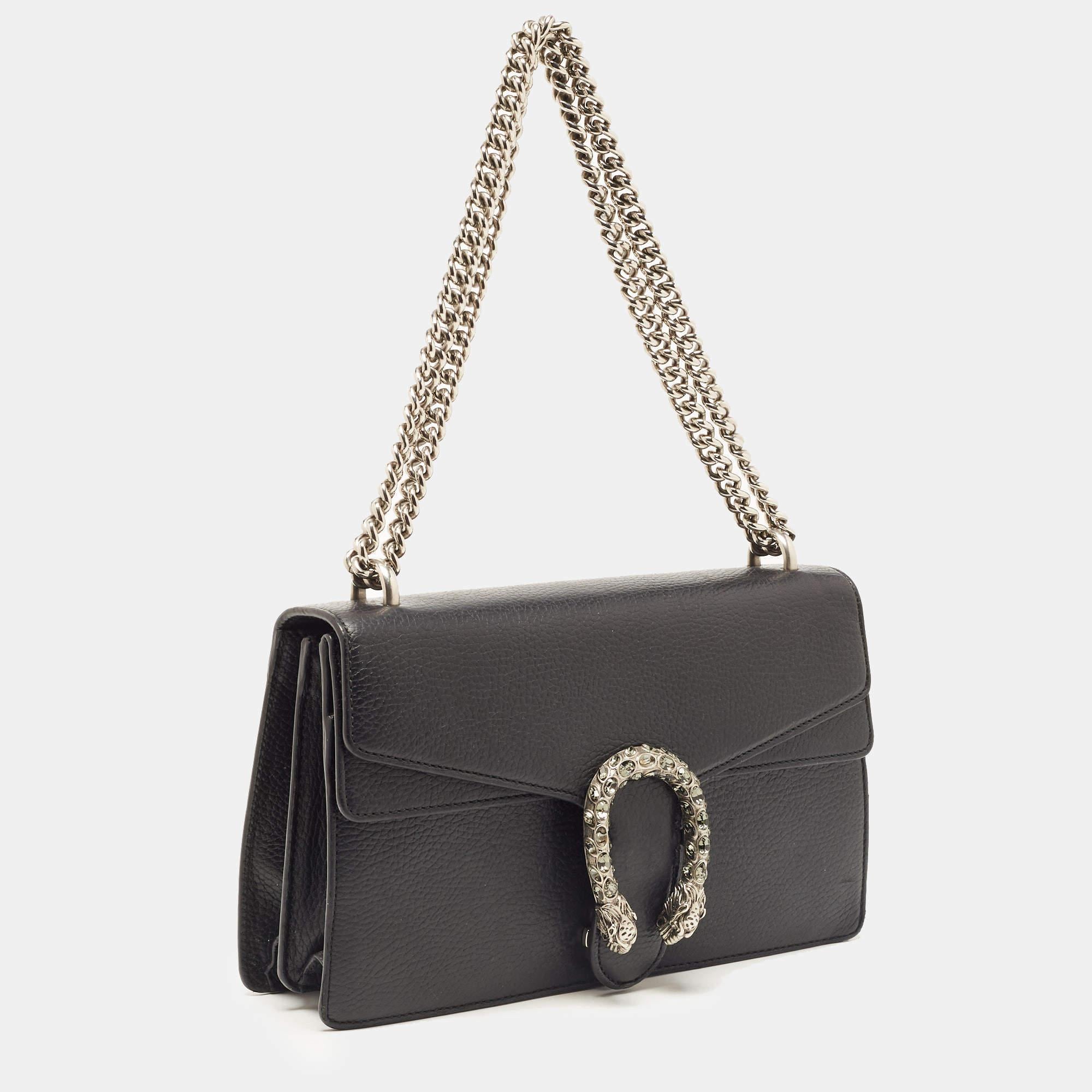 Women's Gucci Black Leather Small Dionysus Shoulder Bag