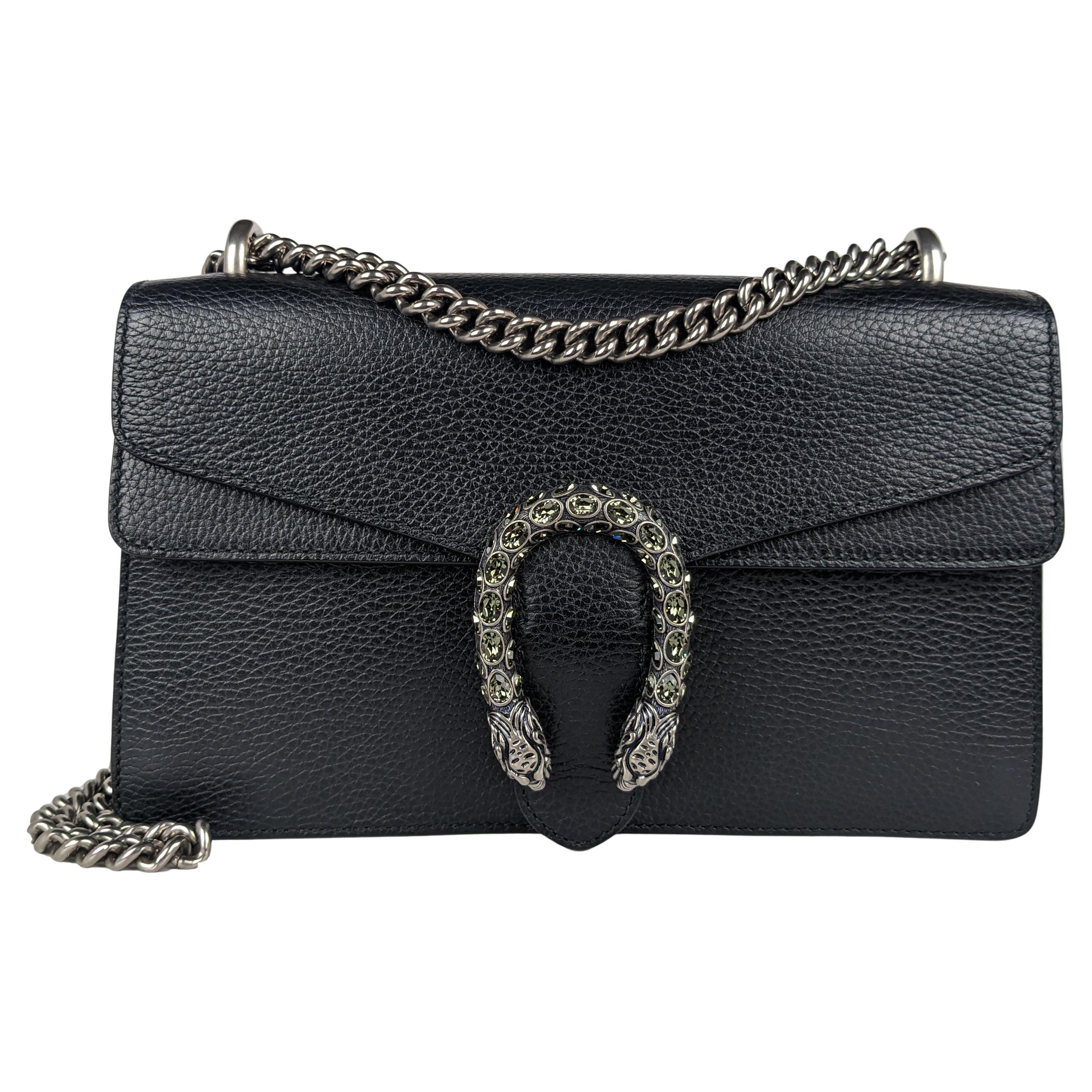 Gucci Black Leather Small Dionysus Shoulder Bag