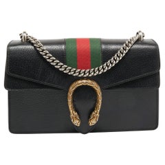 Used Gucci Black Leather Small Dionysus Web Shoulder Bag