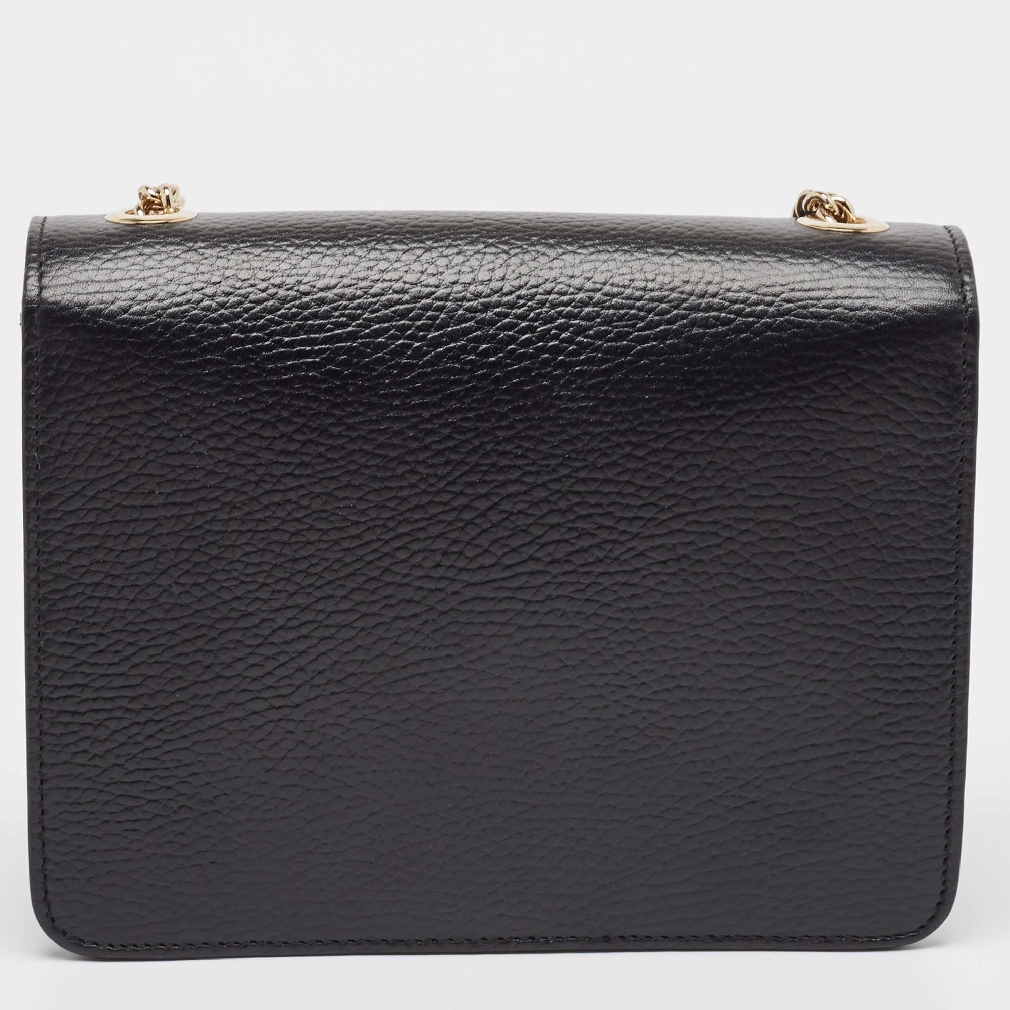 Women's Gucci Black Leather Small Dollar Interlocking G Shoulder Bag