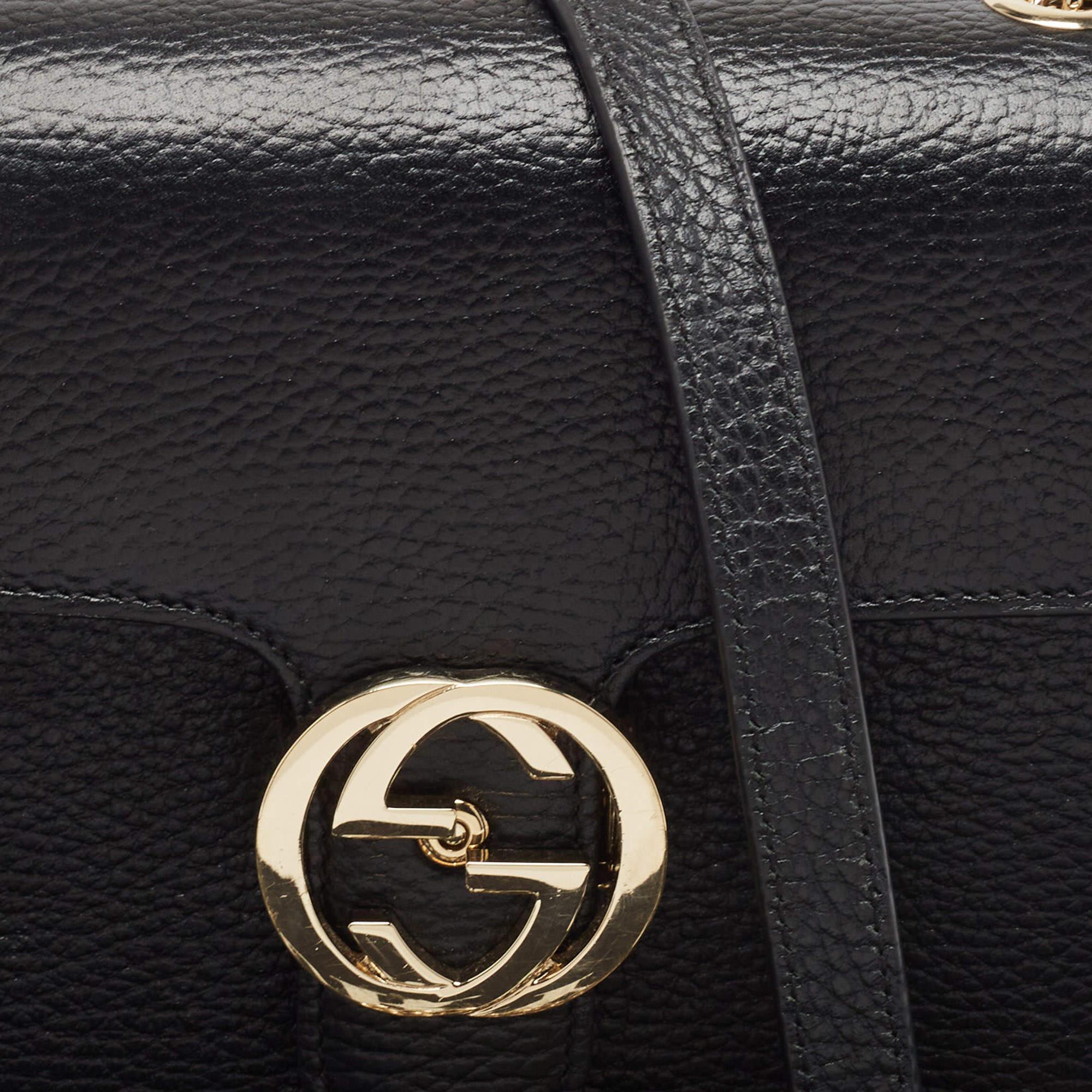 Gucci Black Leather Small Dollar Interlocking G Shoulder Bag 1