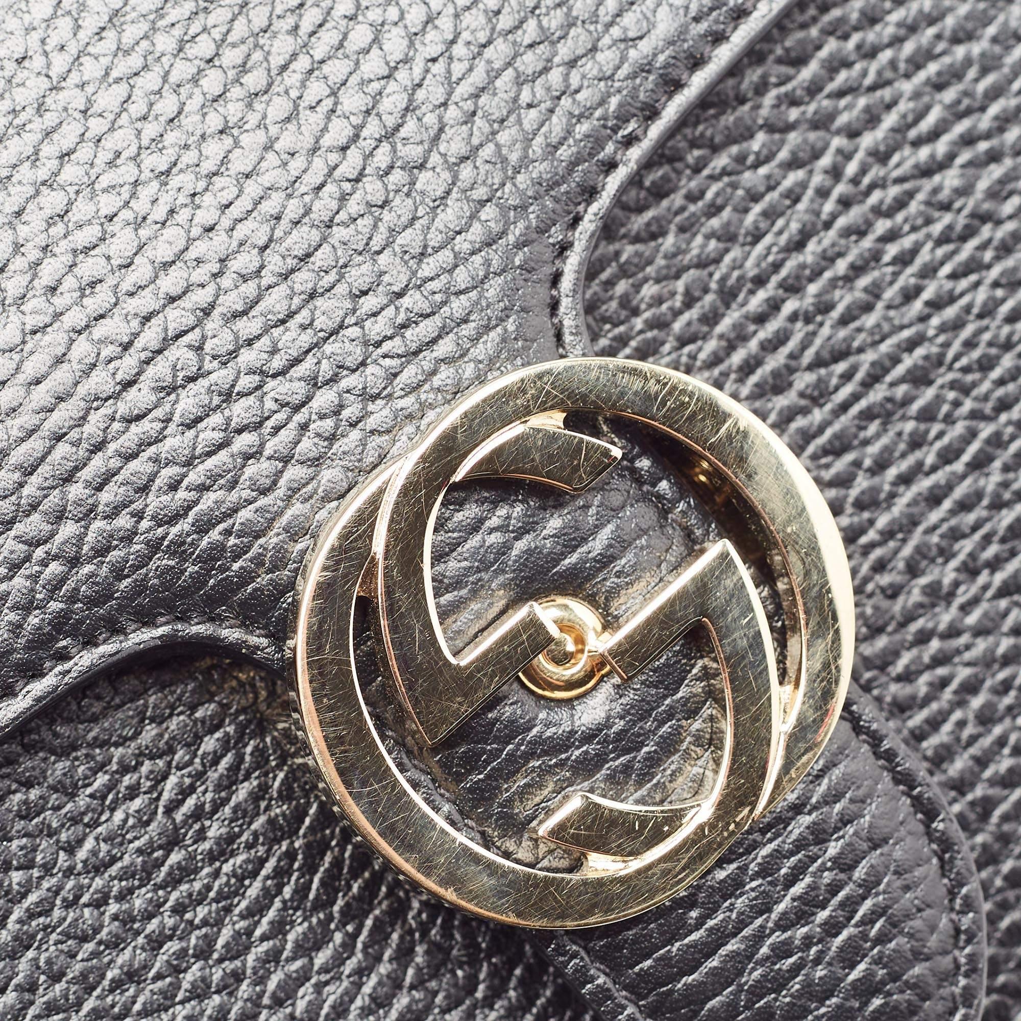 Gucci Black Leather Small Dollar Interlocking G Shoulder Bag 2