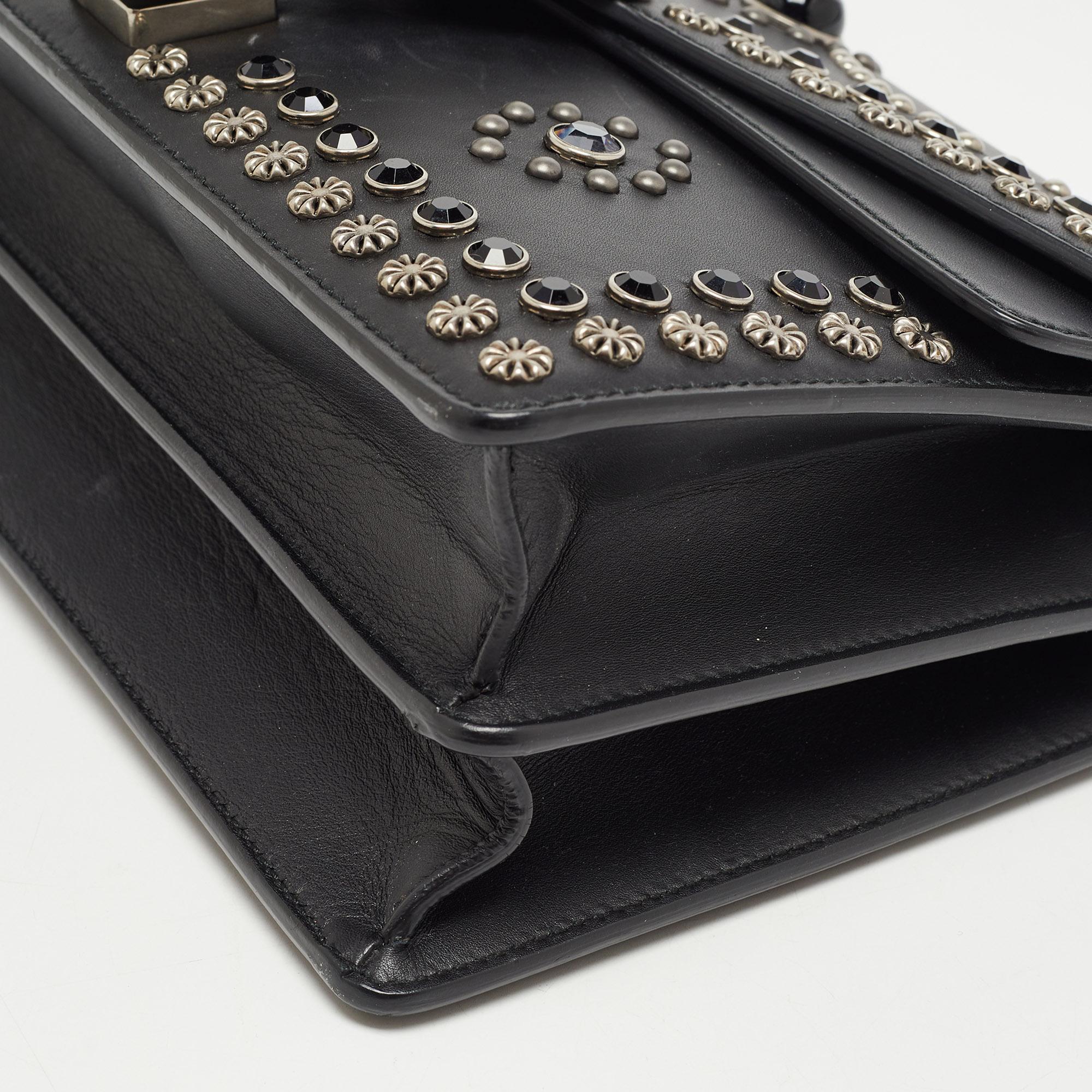 Gucci Black Leather Small Embellished Dionysus Shoulder Bag 9