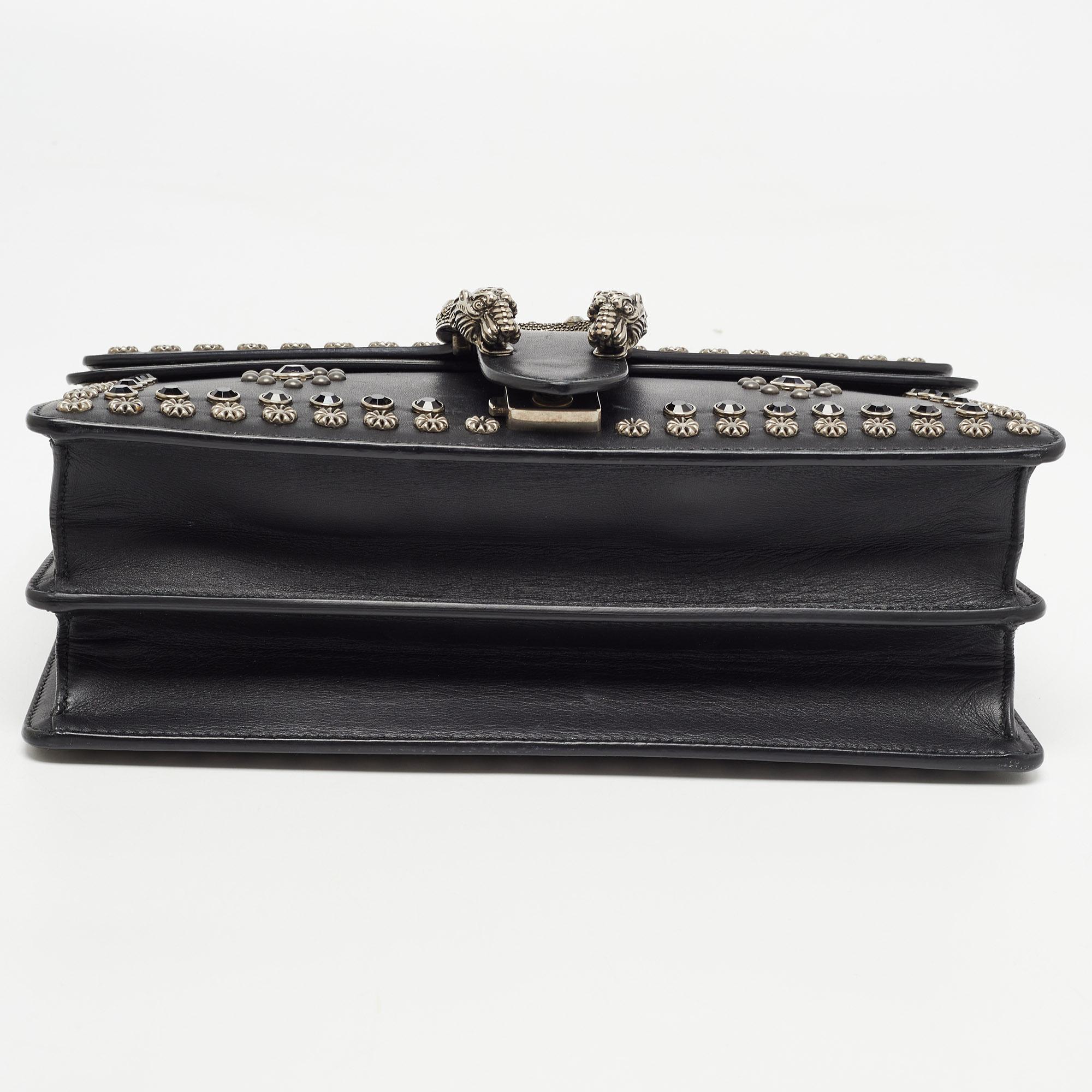 Gucci Black Leather Small Embellished Dionysus Shoulder Bag 1