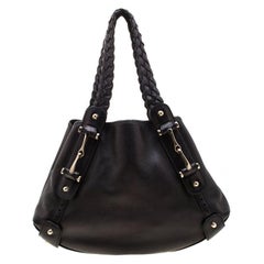 Gucci Black Leather Small Horsebit Pelham Hobo