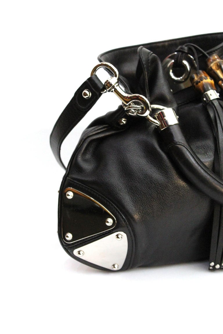 GUCCI Black Leather Small Indy Babouska Bag For Sale at 1stdibs