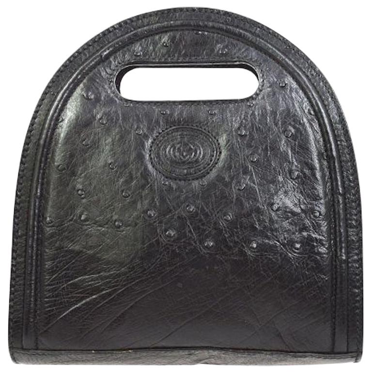 Gucci Black Leather Small Mini Top Handle Satchel Evening Shoulder Bag 