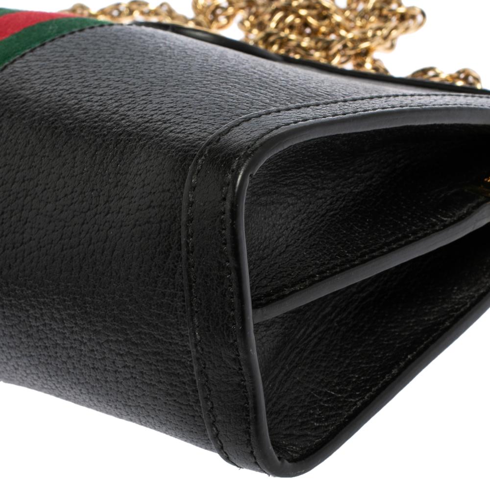 Gucci Black Leather Small Ophidia Shoulder Bag In Good Condition In Dubai, Al Qouz 2