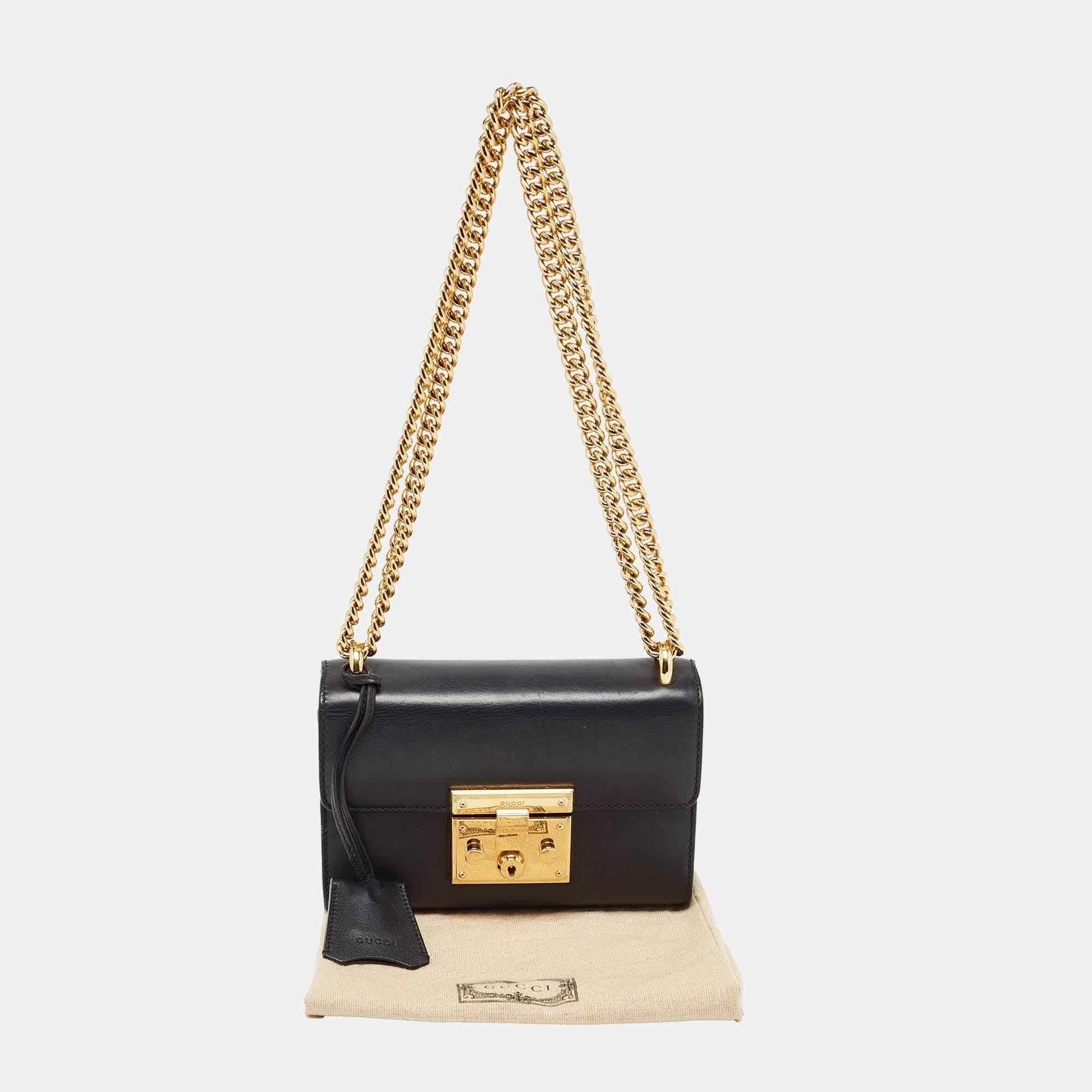 Gucci Black Leather Small Padlock Shoulder Bag 14