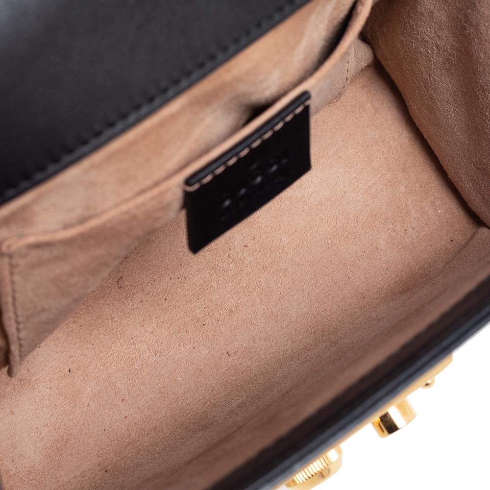 Gucci Black Leather Small Pearl Studded Padlock Shoulder Bag 6