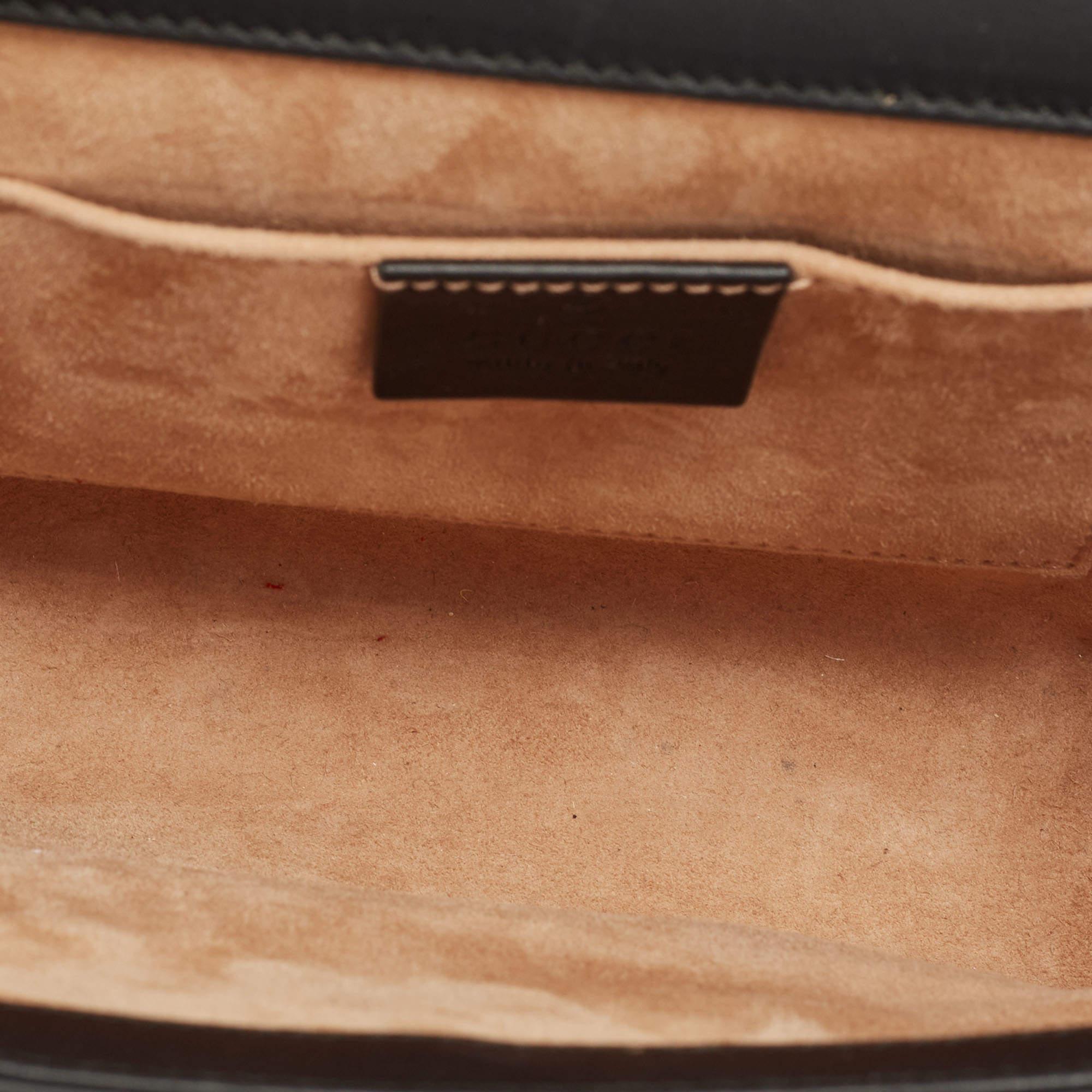 Gucci Black Leather Small Pearl Studded Padlock Shoulder Bag 6