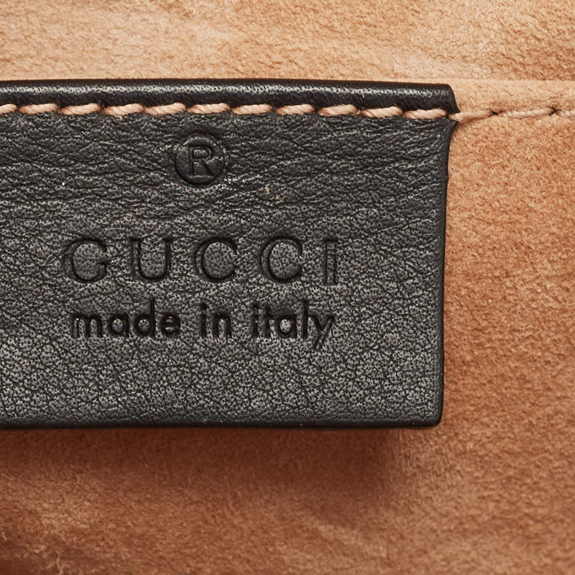 Gucci Black Leather Small Pearl Studded Padlock Shoulder Bag 7