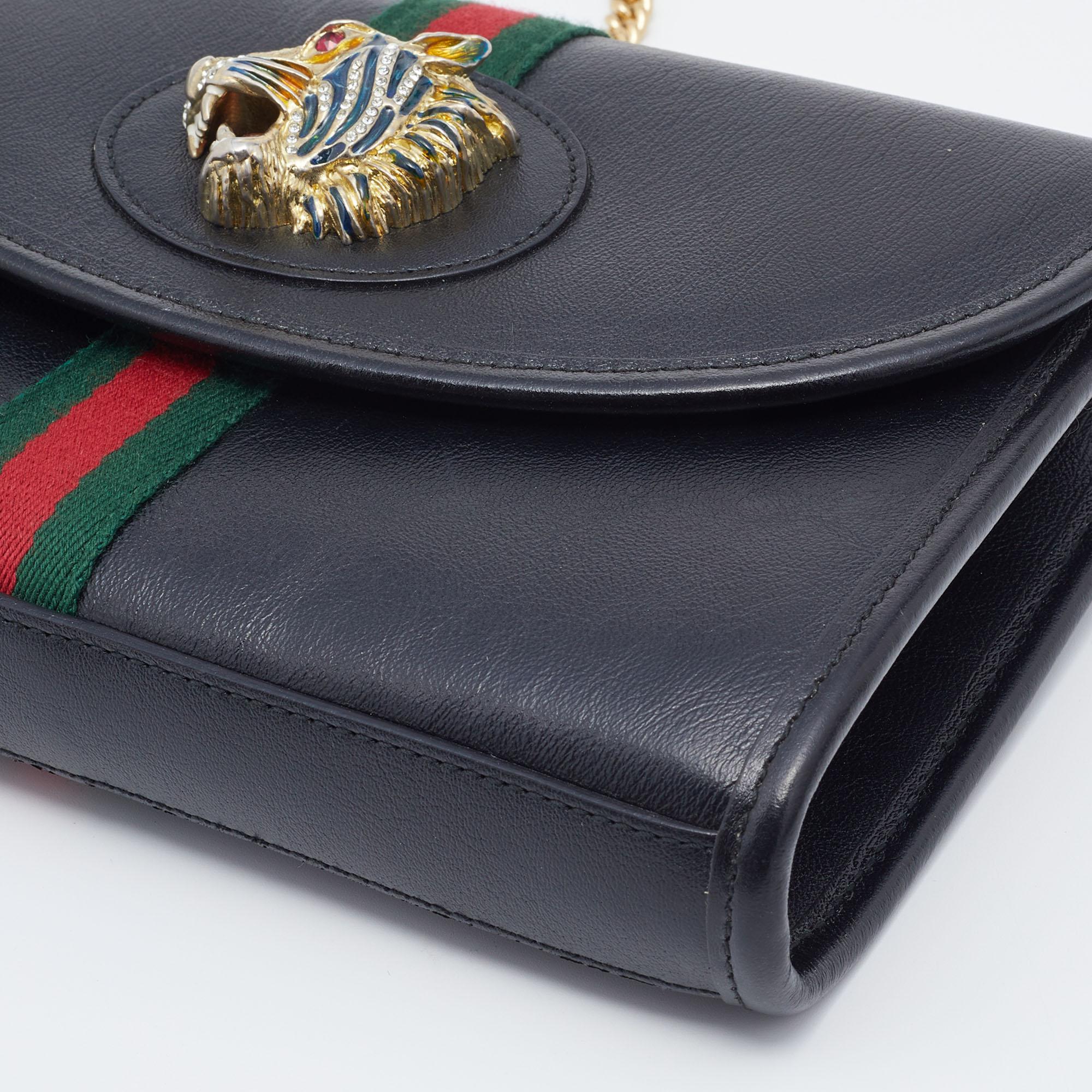 Gucci Black Leather Small Rajah Shoulder Bag 2
