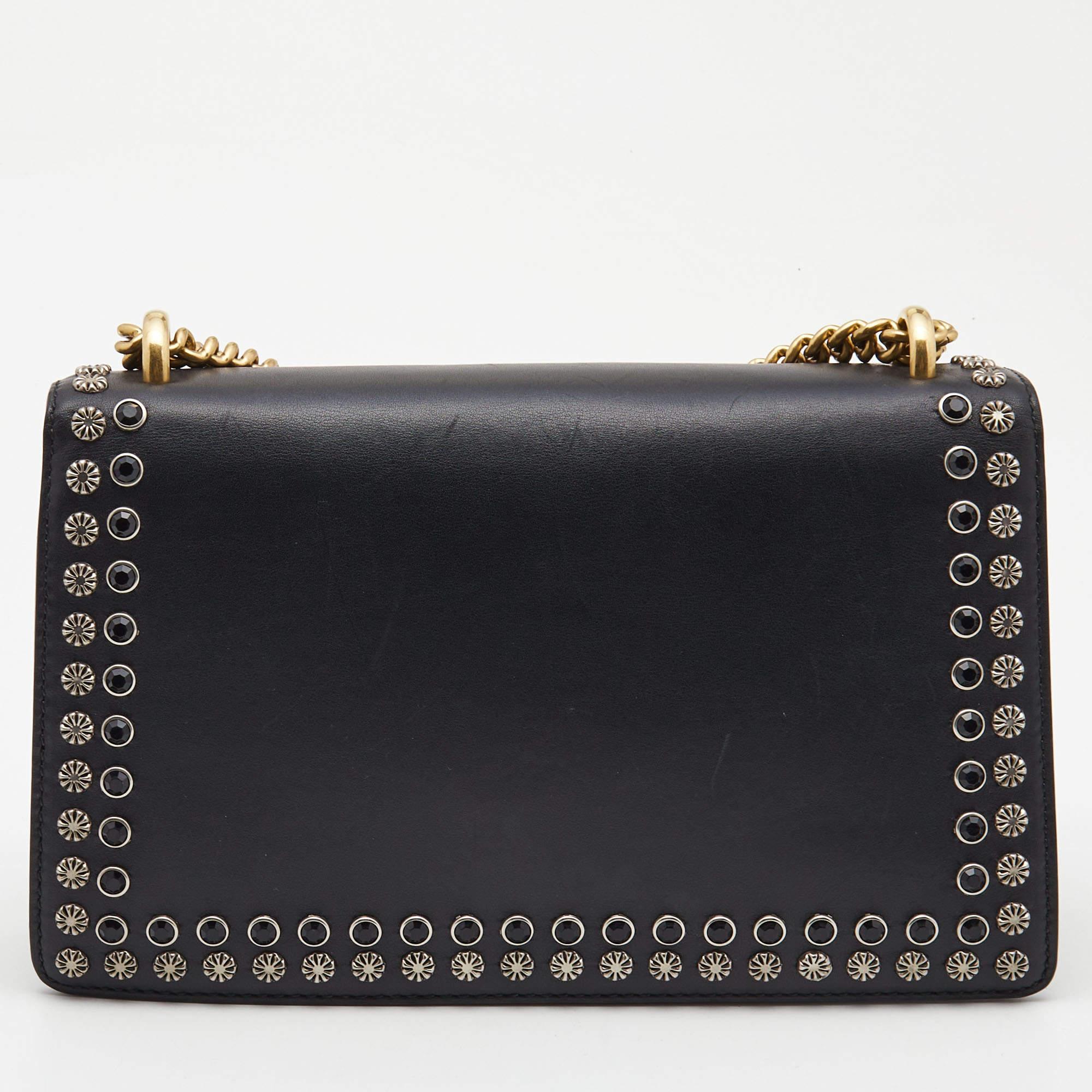 Gucci Black Leather Small Strass Studded Dionysus Shoulder Bag 1