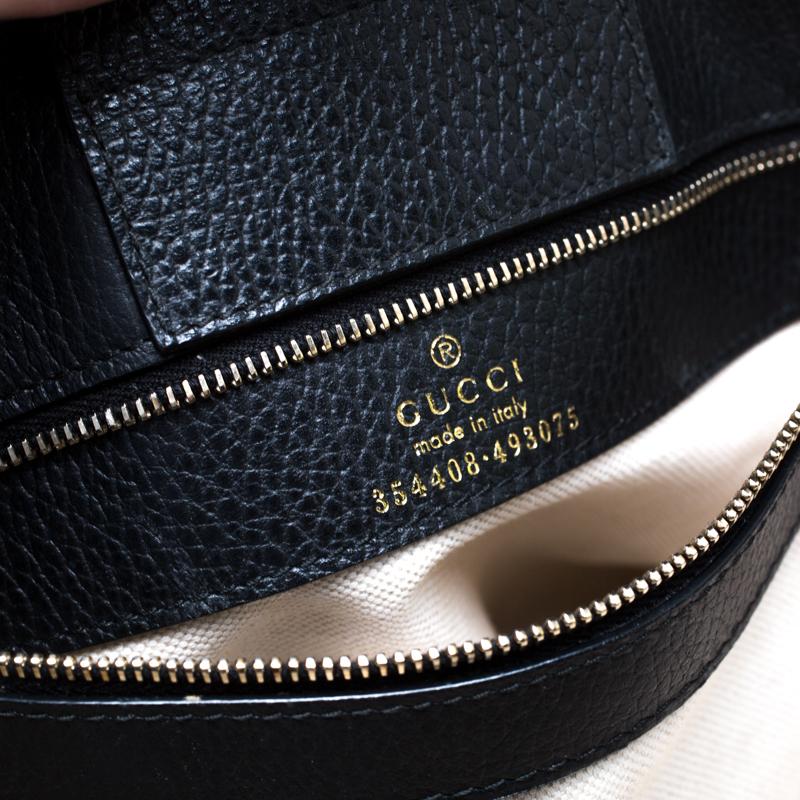 Gucci Black Leather Small Swing Tote In Good Condition In Dubai, Al Qouz 2