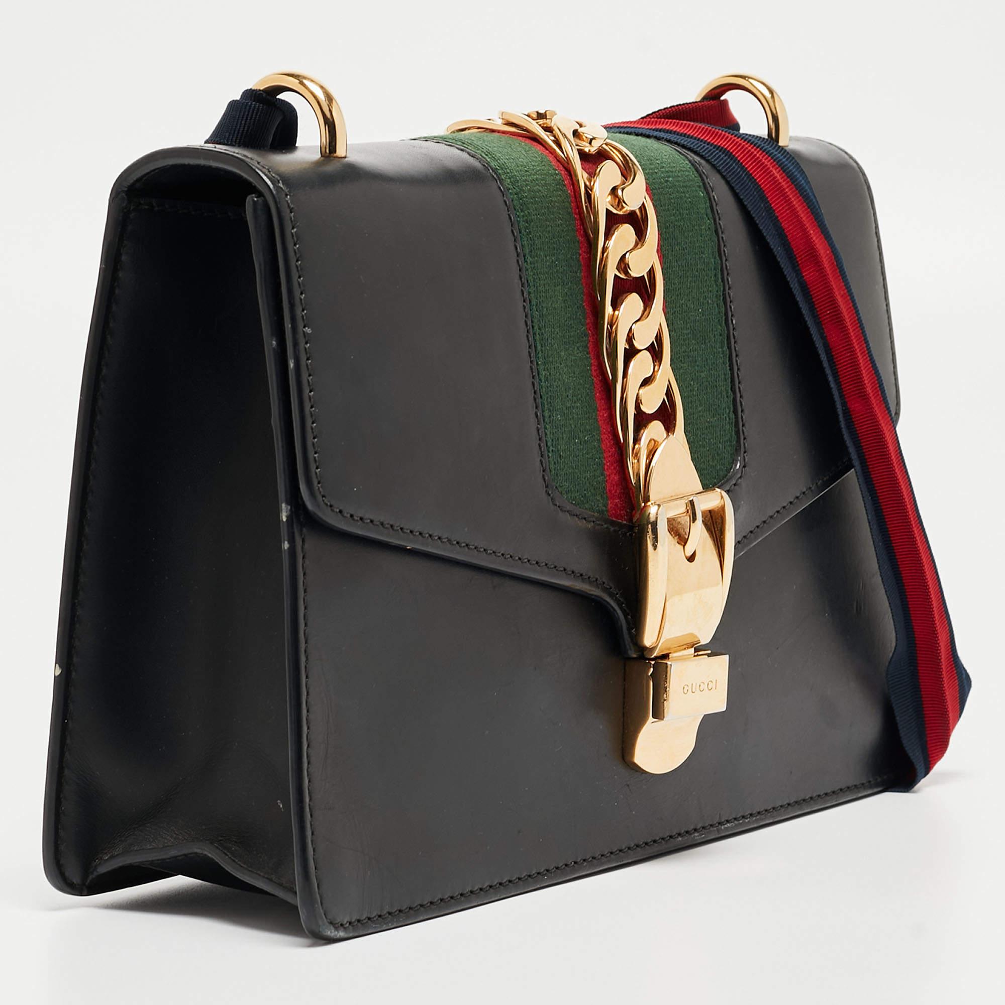 Gucci Black Leather Small Sylvie Shoulder Bag 1