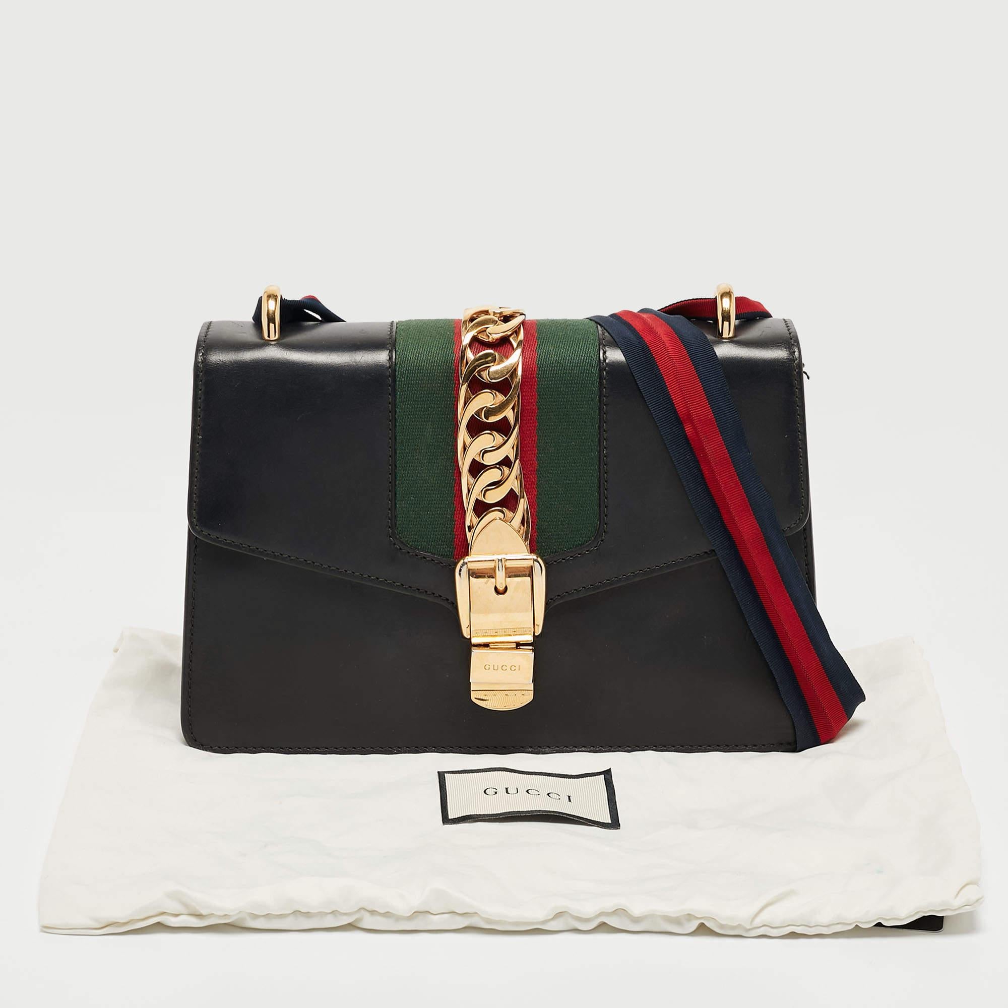 Gucci Black Leather Small Sylvie Shoulder Bag 3