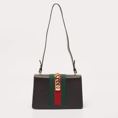 Gucci Black Leather Small Sylvie Web Shoulder Bag