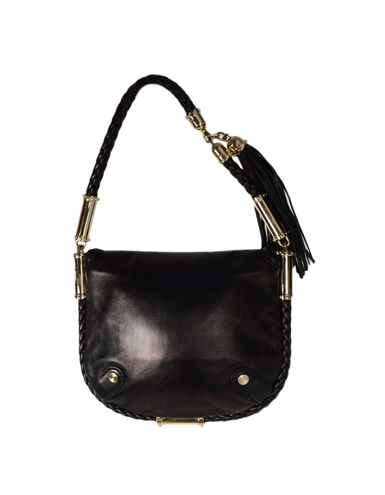 Gucci Black Leather Small Tassel Britt Shoulder Bag For Sale at 1stDibs