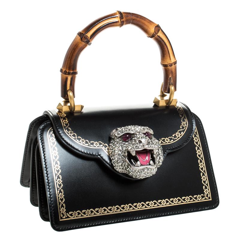 Gucci Black Leather Small Thiara Bamboo Top Handle Bag In New Condition In Dubai, Al Qouz 2