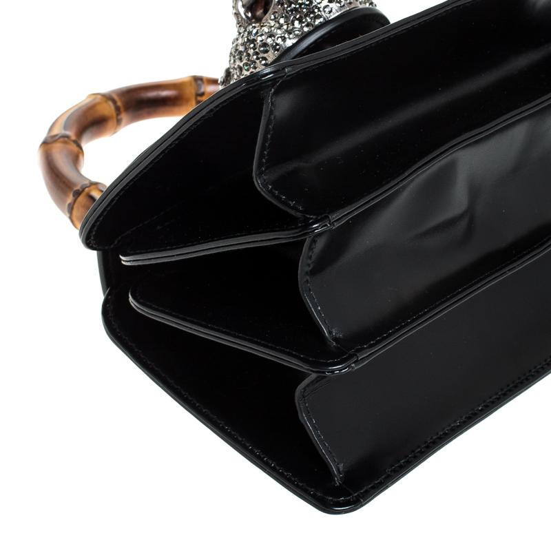 Gucci Black Leather Small Thiara Bamboo Top Handle Bag 4