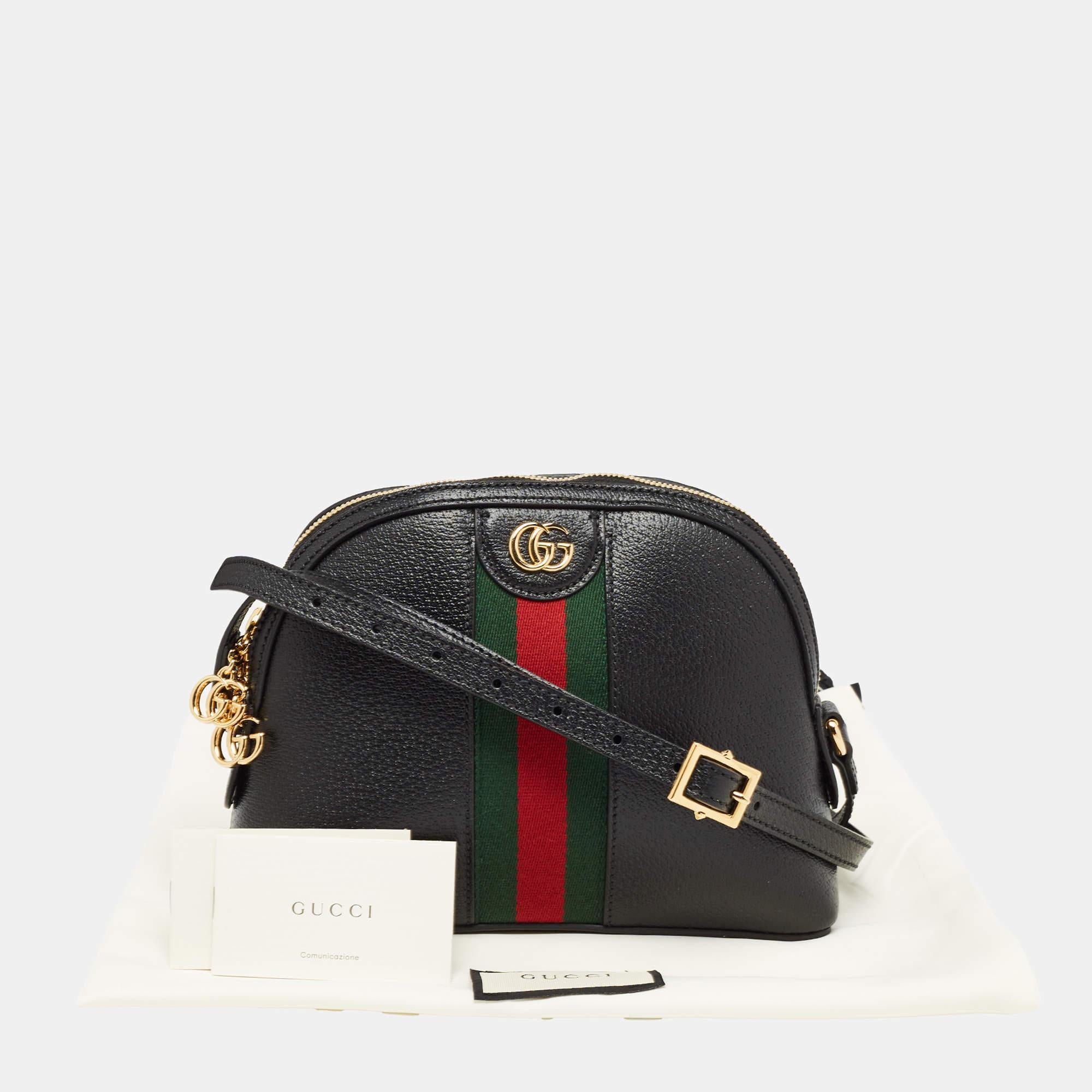Women's Gucci Black Leather Small Web Ophidia GG Shoulder Bag
