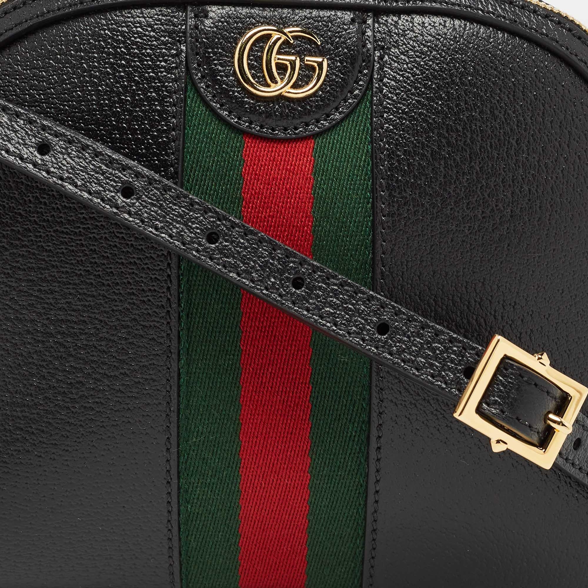 Gucci Black Leather Small Web Ophidia GG Shoulder Bag 1