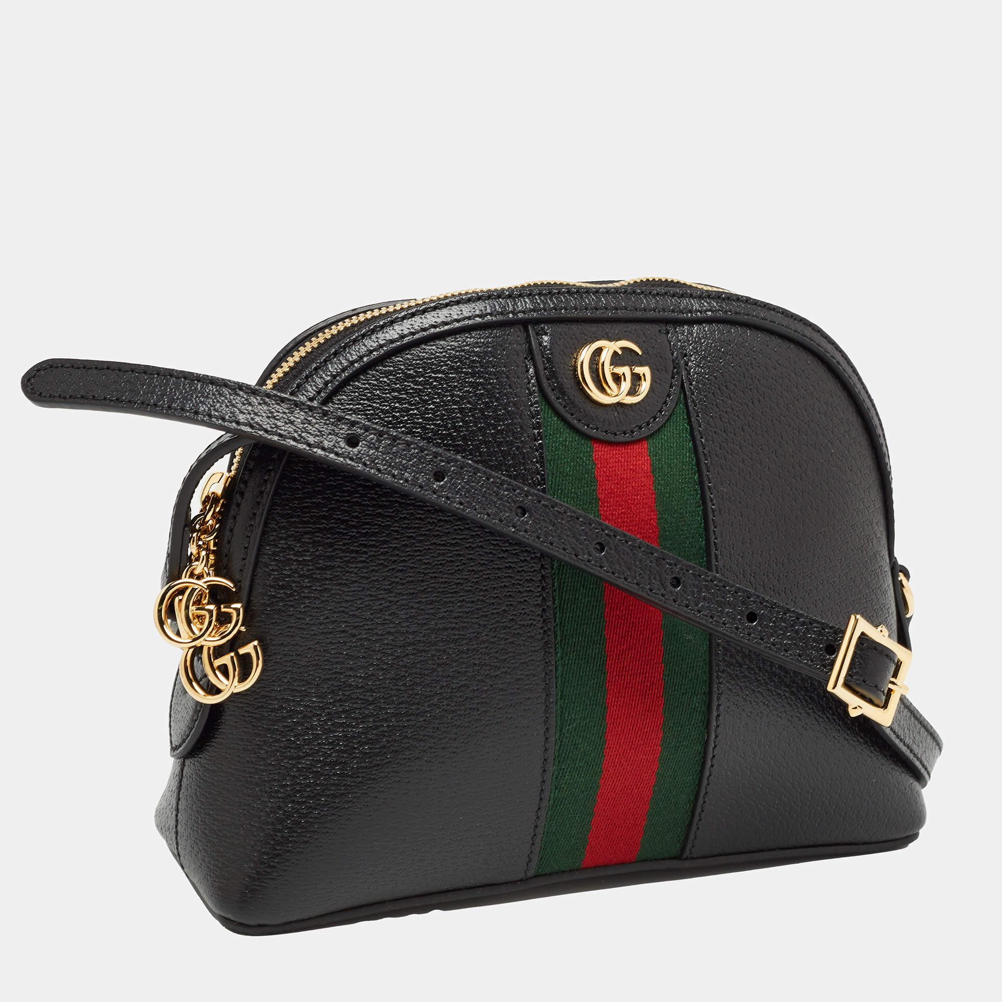 Gucci Black Leather Small Web Ophidia GG Shoulder Bag 2