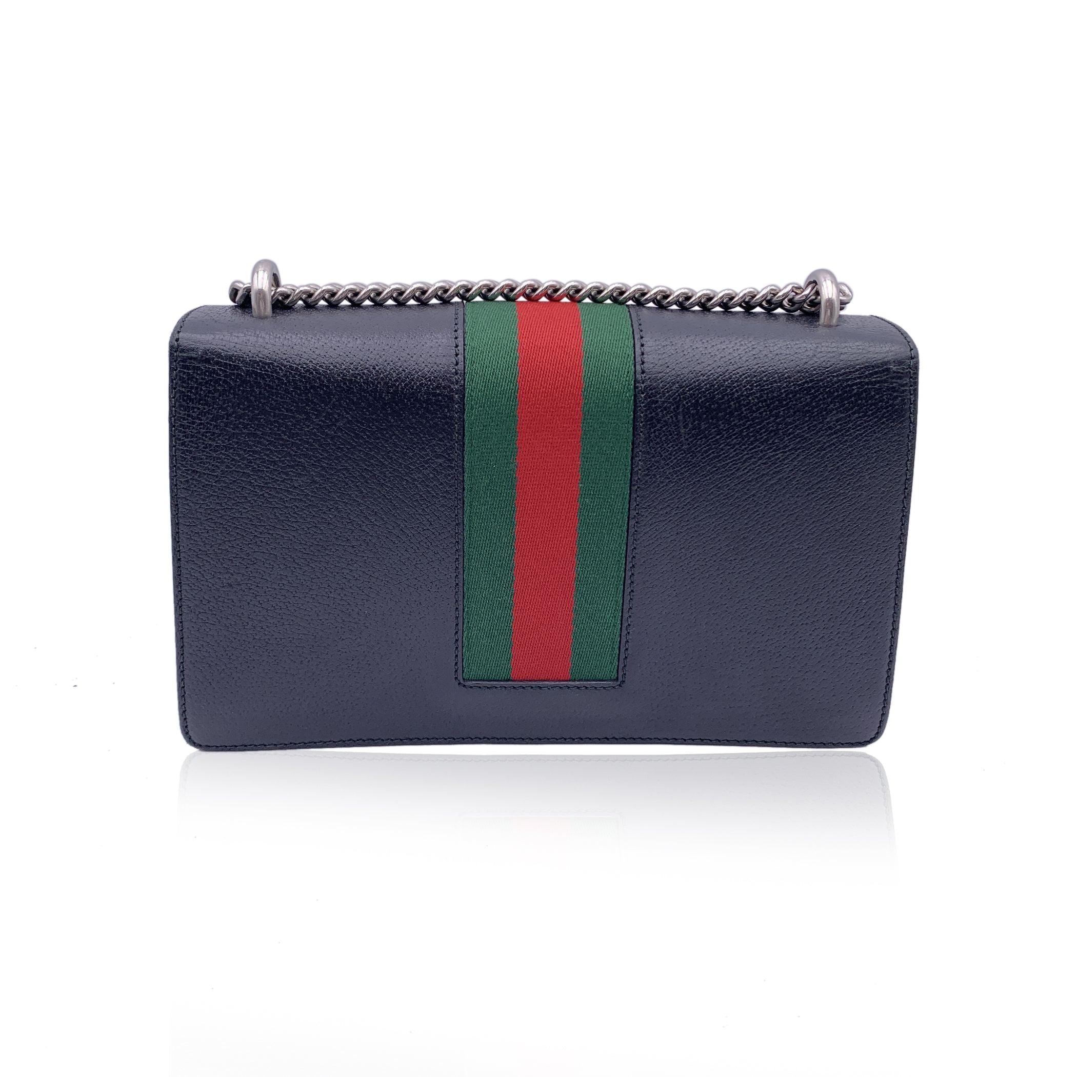 Women's Gucci Black Leather Small Web Stripes Dionysus Shoulder Bag