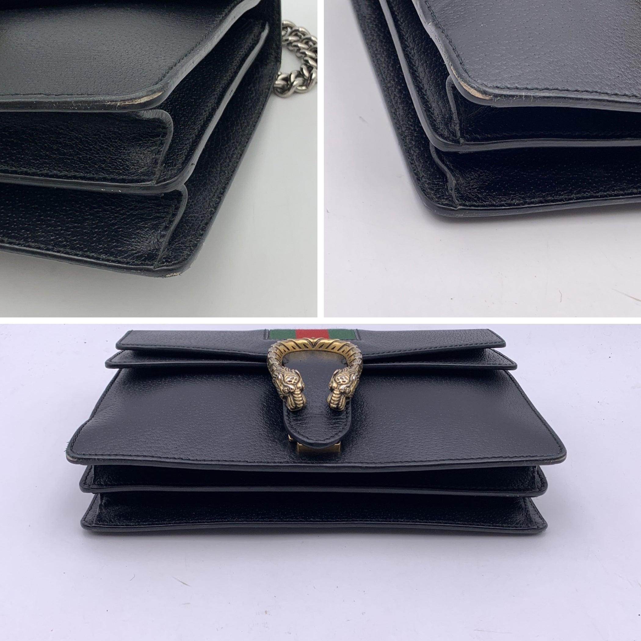 Gucci Black Leather Small Web Stripes Dionysus Shoulder Bag 3