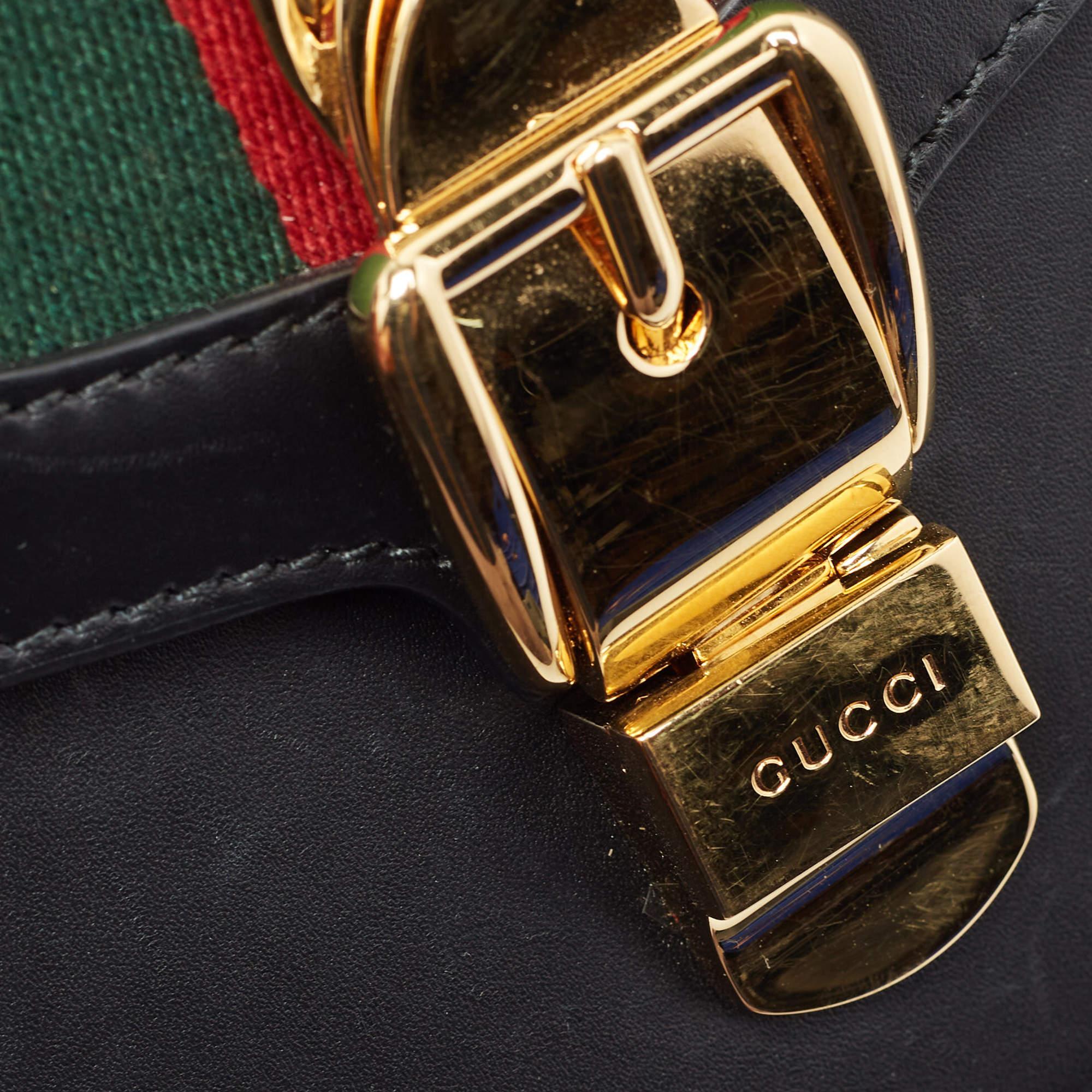 Gucci Black Leather Small Web Sylvie Shoulder Bag 6