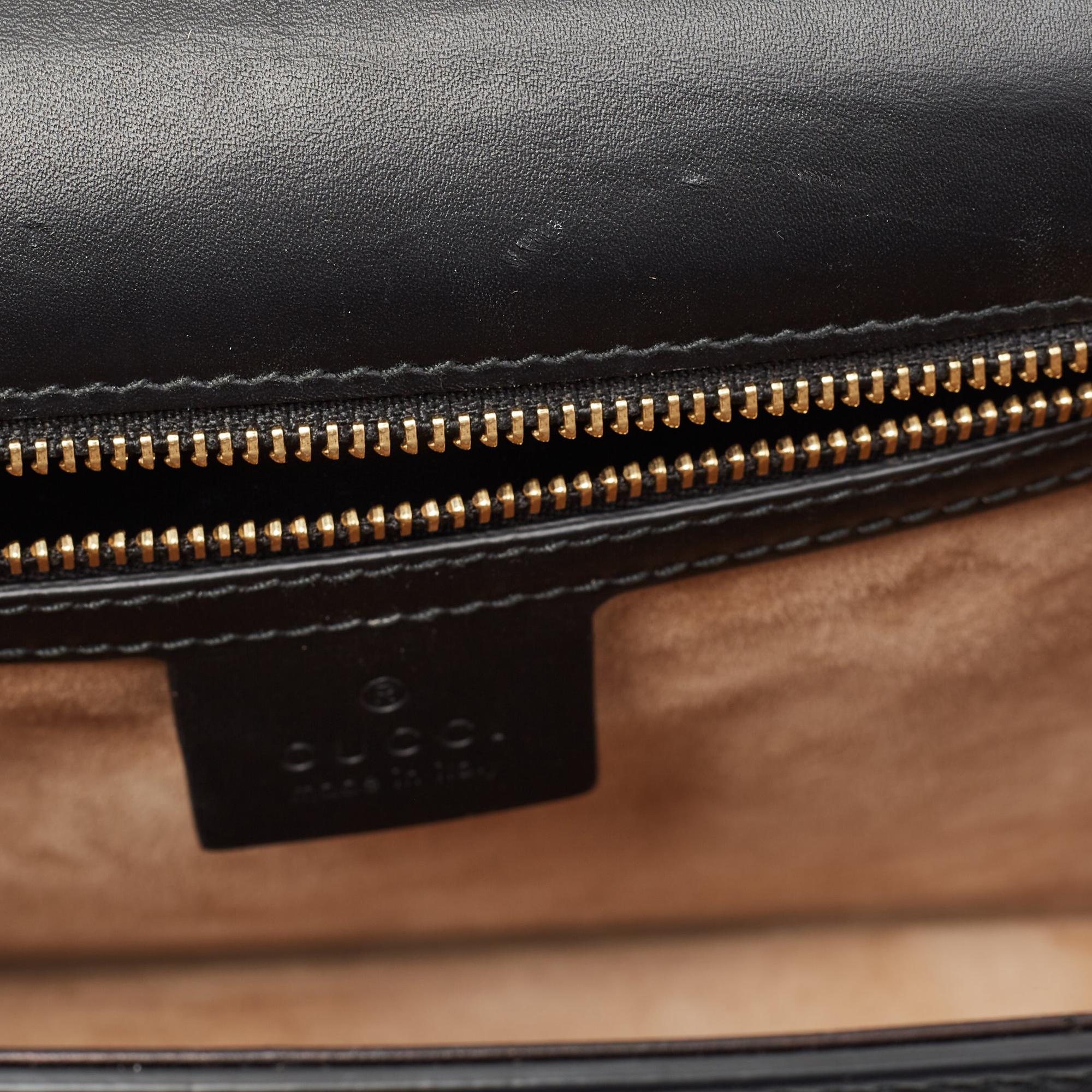 Gucci Black Leather Small Web Sylvie Shoulder Bag For Sale 7