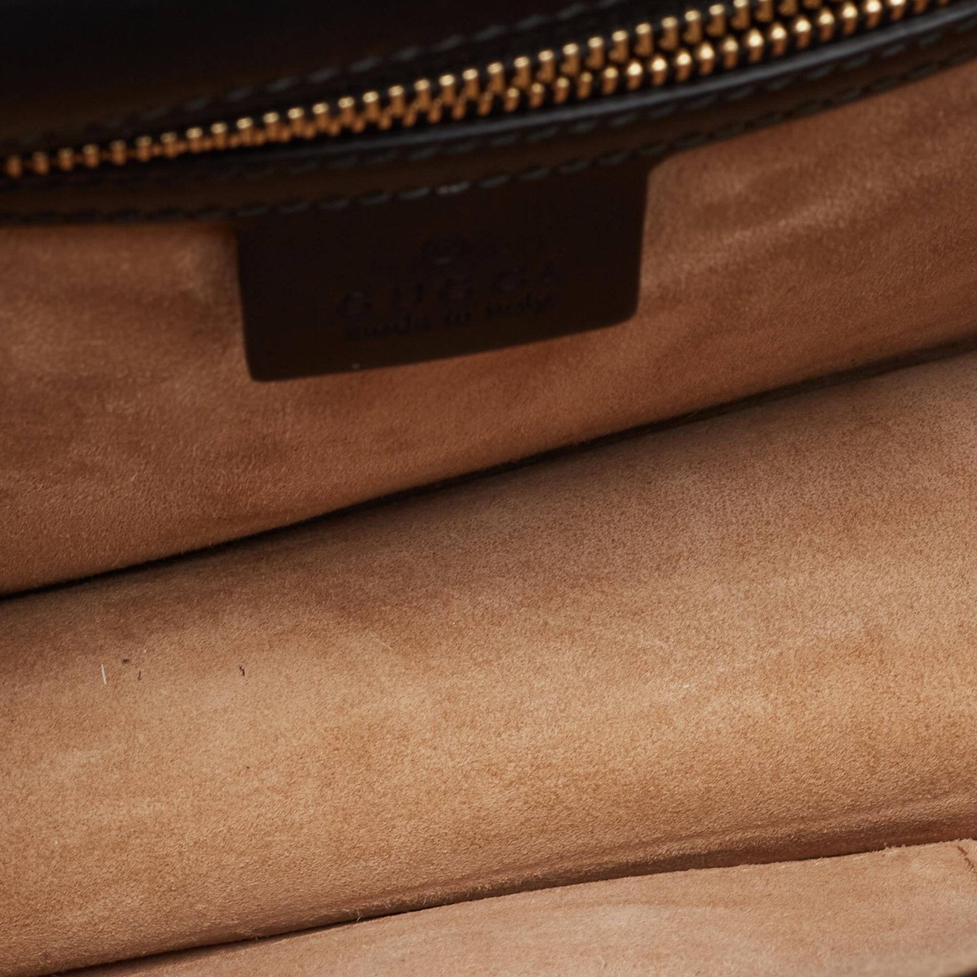 Gucci Black Leather Small Web Sylvie Shoulder Bag For Sale 8