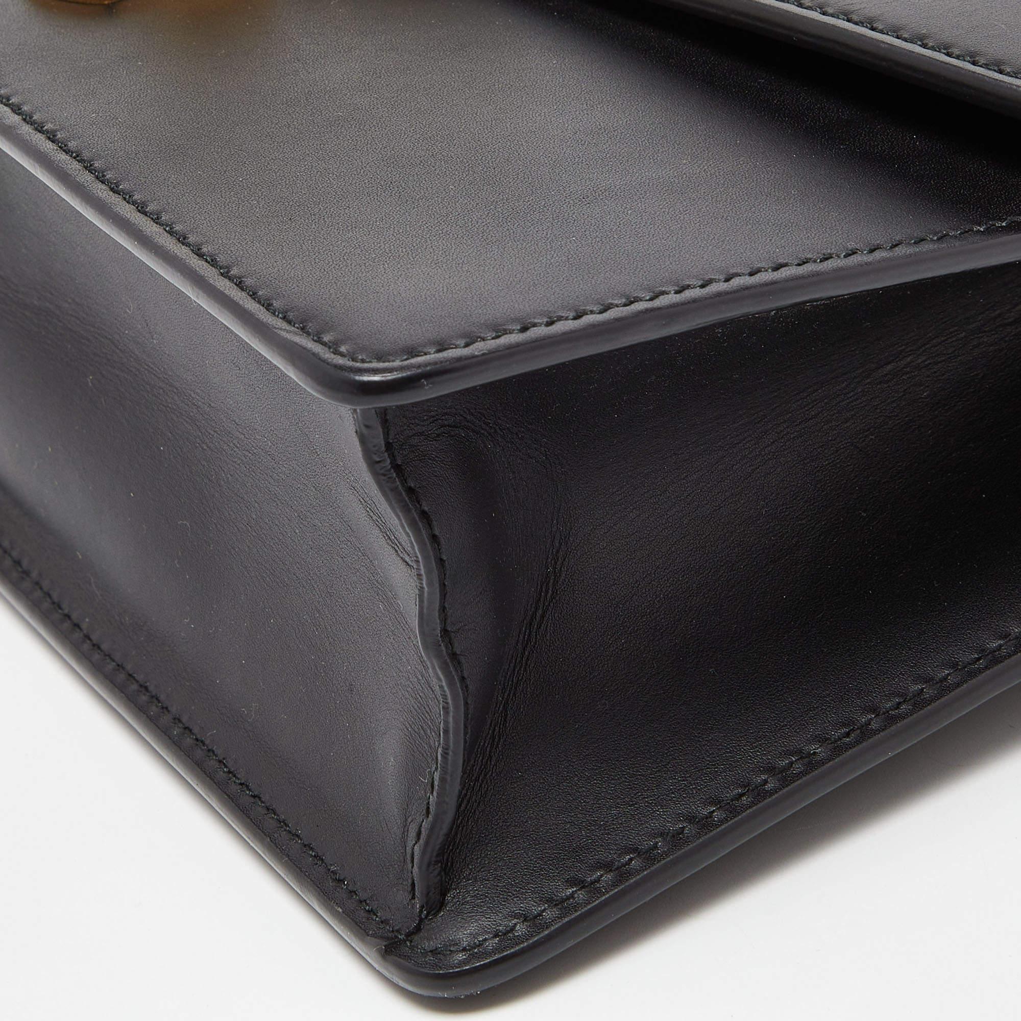 Gucci Black Leather Small Web Sylvie Shoulder Bag 3