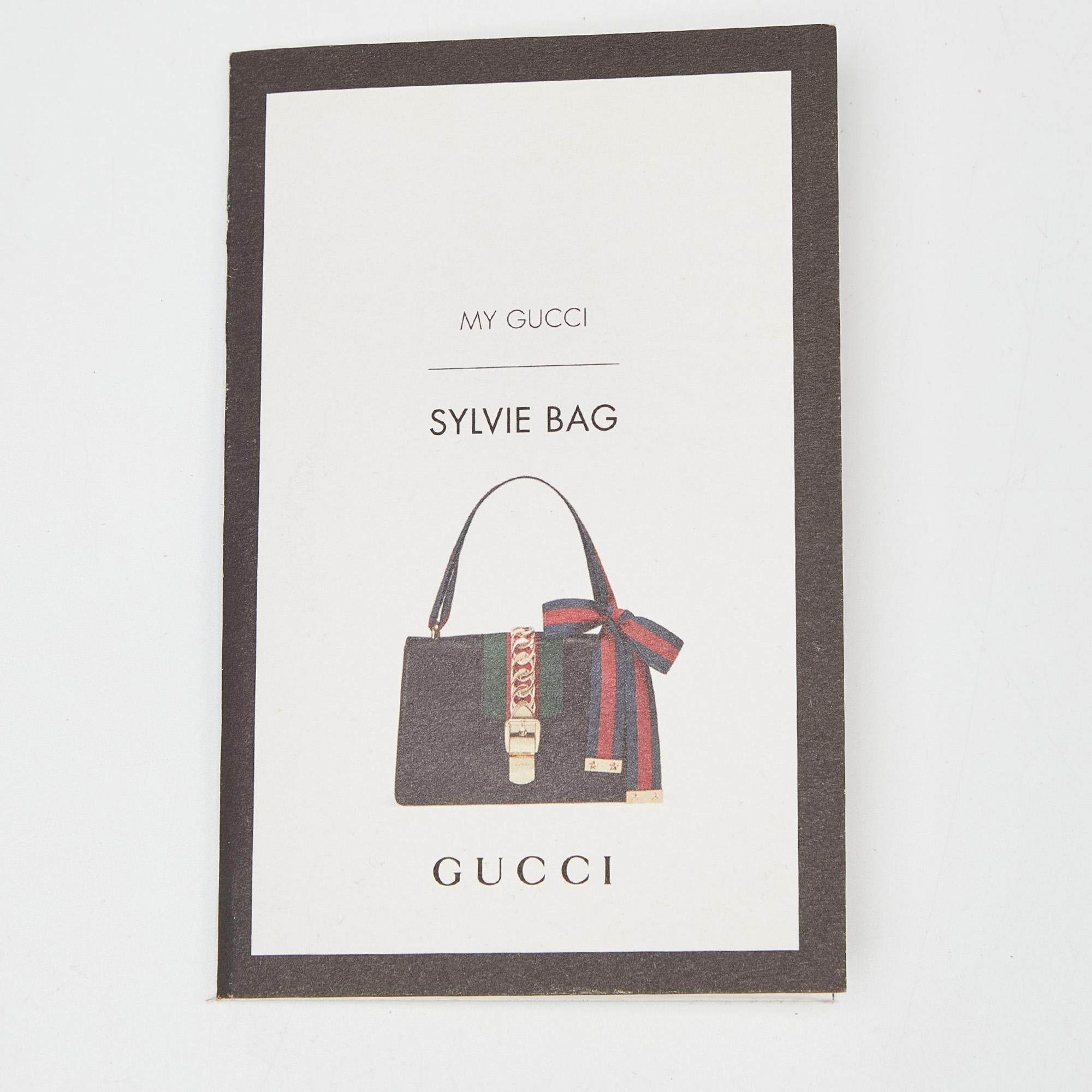 Gucci Black Leather Small Web Sylvie Shoulder Bag For Sale 4