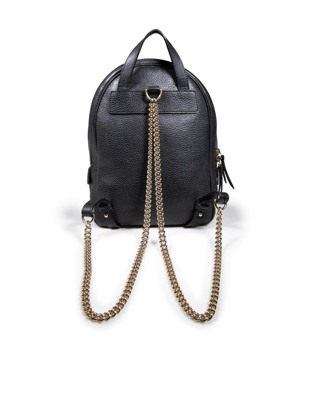 Gucci Black Leather Soho Chain Backpack In Good Condition For Sale In London, GB
