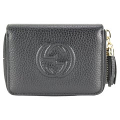 Gucci Soho kompaktes Portemonnaie mit Reißverschluss aus schwarzem Leder 1g1026a