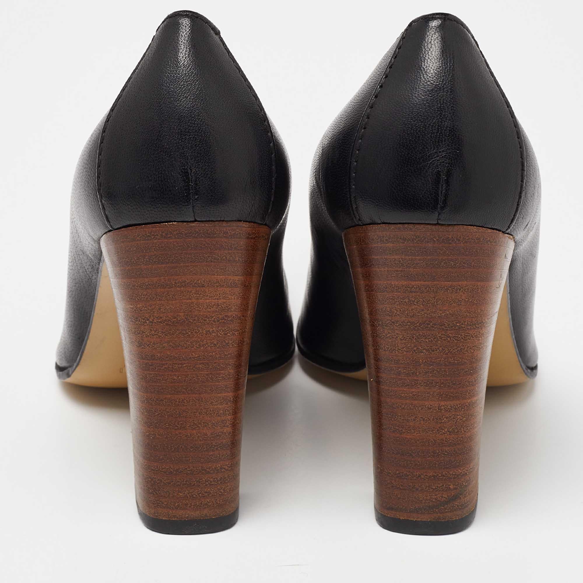 Gucci Schwarze Leder Sqaure Toe Block Heel Pumps mit Absatz aus Leder Größe 38 im Angebot 1