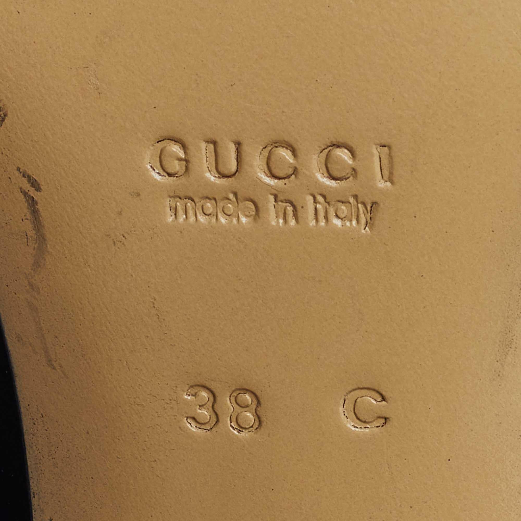Gucci Schwarze Leder Sqaure Toe Block Heel Pumps mit Absatz aus Leder Größe 38 im Angebot 4