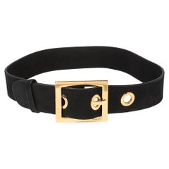 Gucci Black Leather Square Buckle Waist Belt 80CM