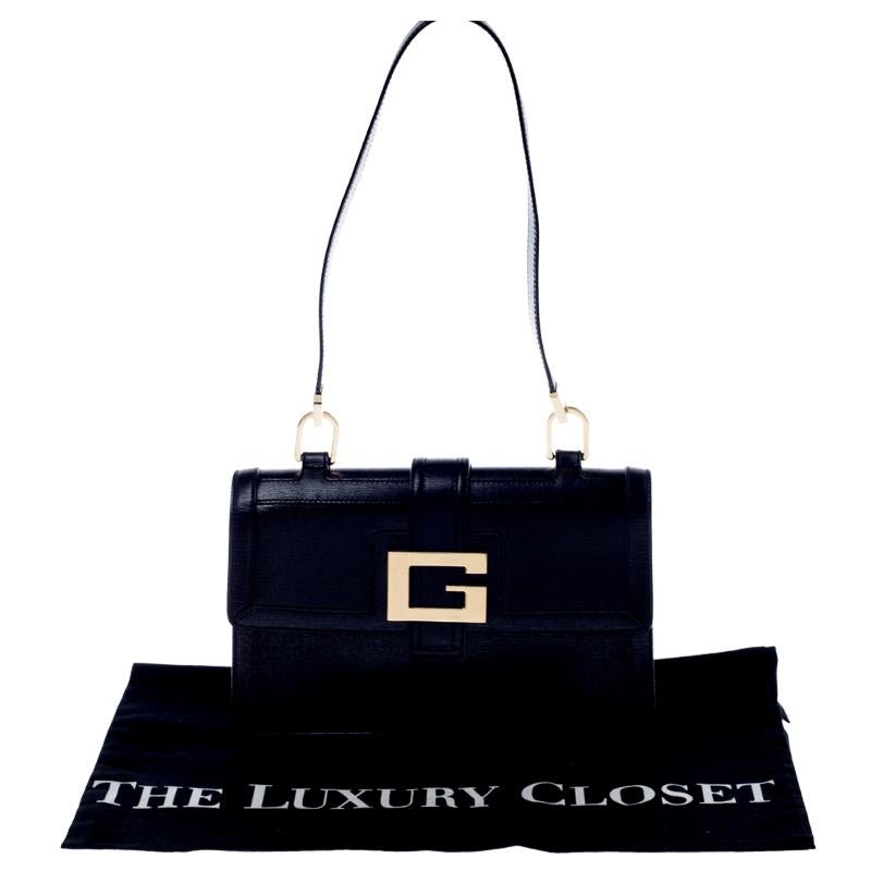 Gucci Black Leather Square G Flap 