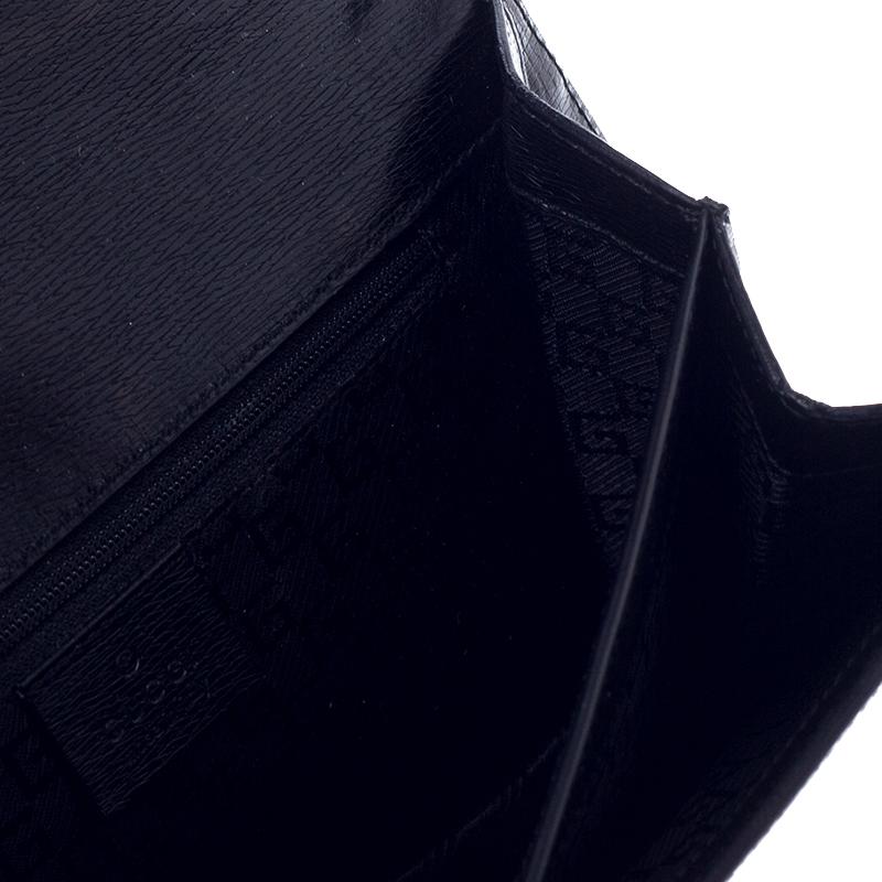 Gucci Schwarzes Leder Square G Flap Umhängetasche 3