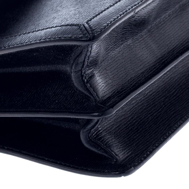 Gucci Schwarzes Leder Square G Flap Umhängetasche 4