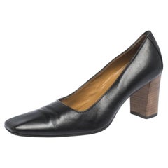 Gucci Black Leather Square Toe Pumps Size 36