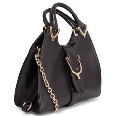 GUCCI black leather STIRRUP SMALL TOP HANDLE Shoulder Bag