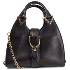GUCCI black leather STIRRUP SMALL TOP HANDLE Shoulder Bag