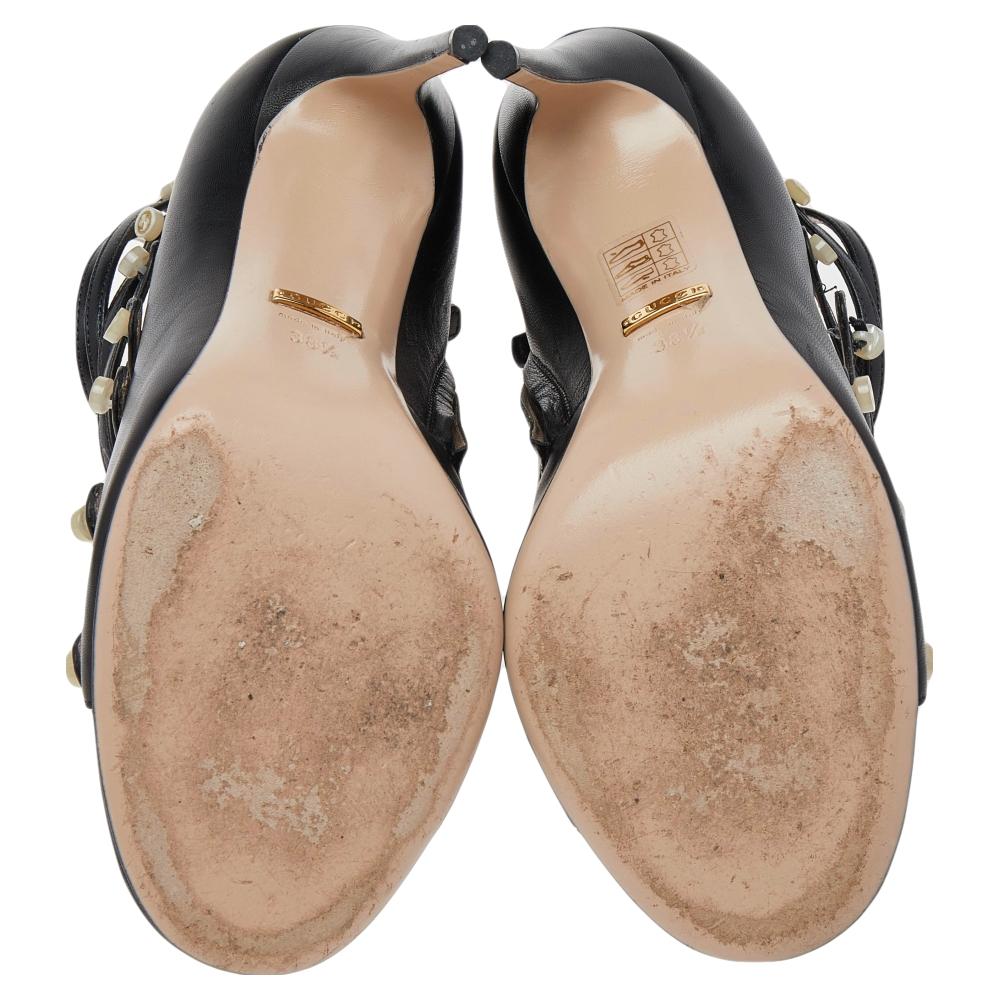 Gucci Schwarze Riemchensandalen aus Leder Größe 38,5 3